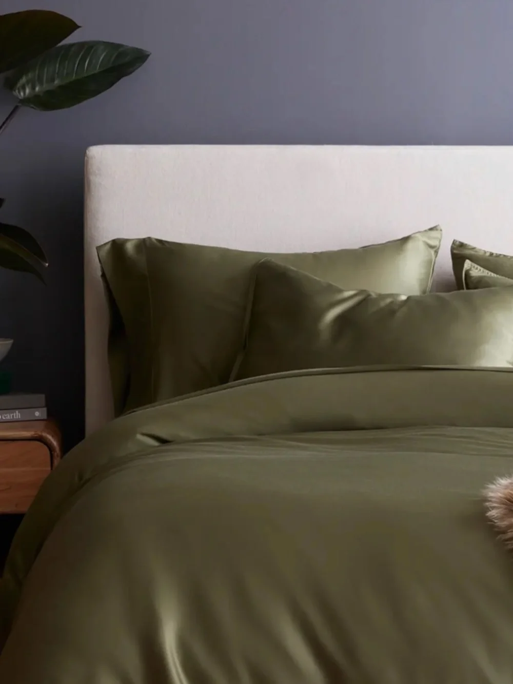 organic Bamboo Sham Set queen standard olive green